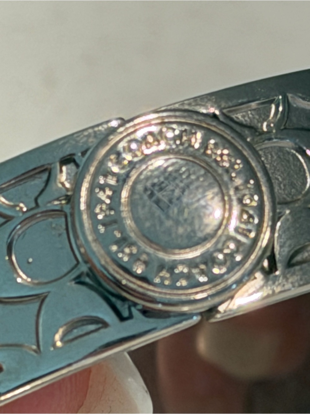 Coach Silver-Tone Engraved Logo Bracelet